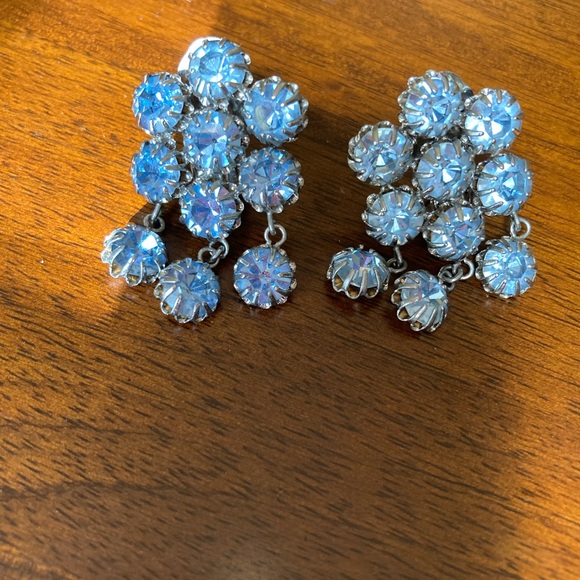 Vintage Rhinestone Clip Earrings - Picture 1 of 3